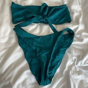 Discontinued emerald Novah swimwear Riley top, Stella bottoms size small